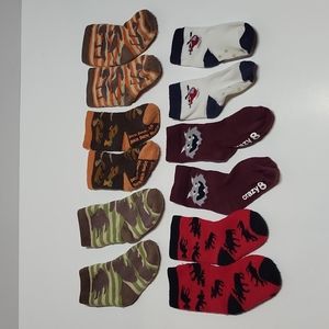 Baby Boy Toddler Sock Bundle 6 Pairs Moose Bear Helicopter Monster Brown White